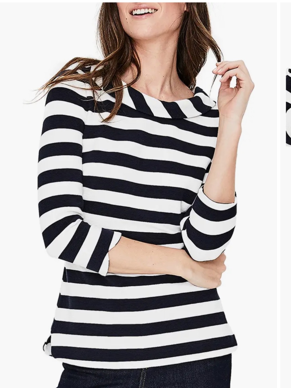 Biden EUC thick Navy and White Striped Top. 50s-style retro! Sz UK 10 US 6 - Picture 2 of 8